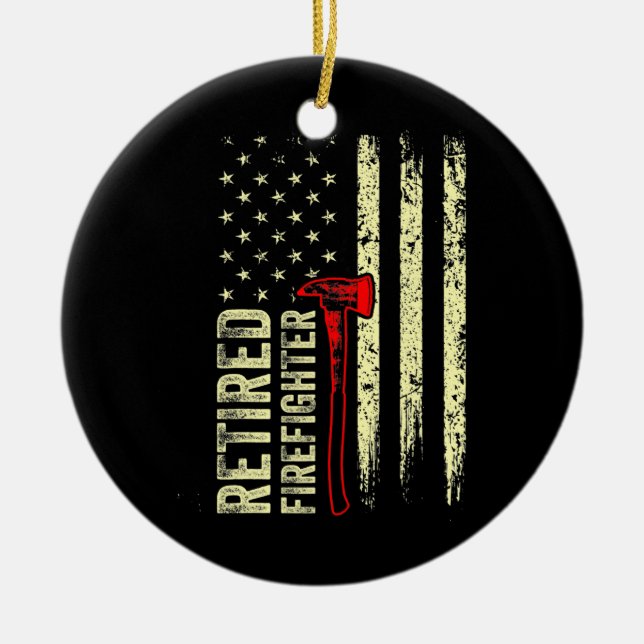 Retired Firefighter Fun Skilled Fireman Ceramic Ornament (Front)