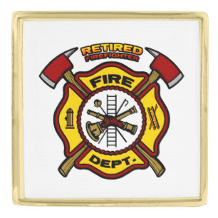 RETIRED FIREFIGHTER GOLD FINISH LAPEL PIN