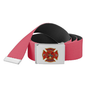 Retired Firefighter Maltese Cross Belt and Buckle