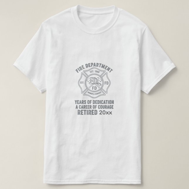 Retired Firefighter T-Shirt with Custom Years (Design Front)