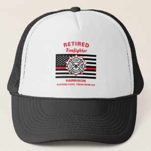 Retired Firefighter Thin Red Line Funny Saying Trucker Hat