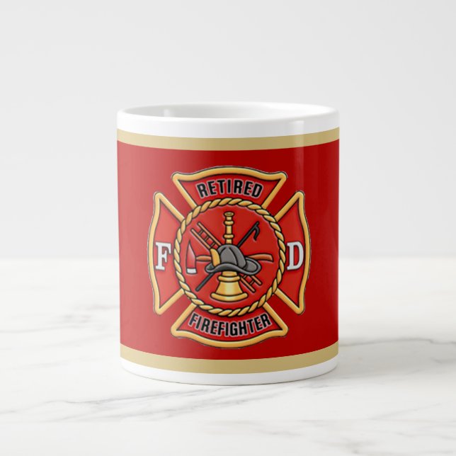 Retired Firefighter's Cross Giant Coffee Mug (Front)