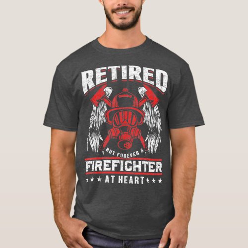 Retired Fireman USA Flag Thin Red Line T_Shirt