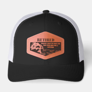 Retired fisherman Fishing trip Souvenir Leather Patch Hat