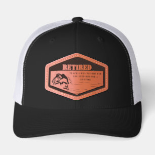 Retired fisherman Fishing trip Souvenir Leather Patch Hat