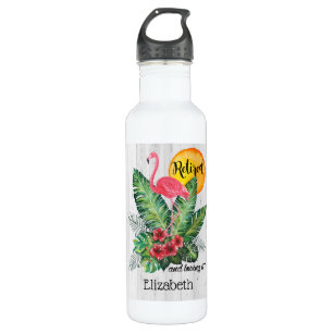 Retired Flamingo Watercolor Stainless Steel Water Bottle