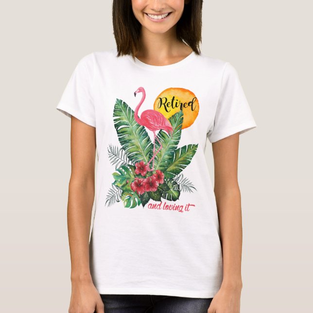 Retired Flamingo Watercolor T-Shirt (Front)