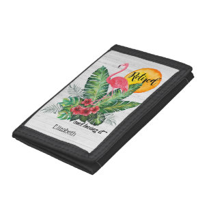 Retired Flamingo Watercolor Tri-fold Wallet
