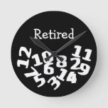 Retired Funny Fallen Numbers Round Clock at Zazzle