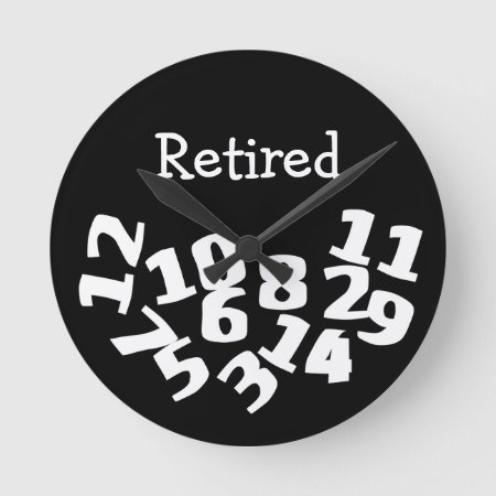 Retired Funny Fallen Numbers Round Clock