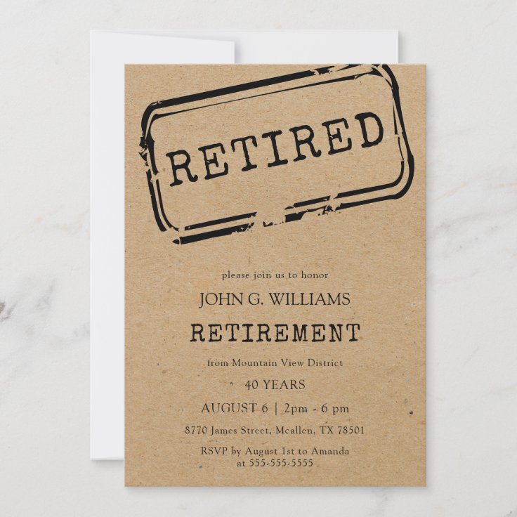 Retired Funny Kraft Retirement Invitation 