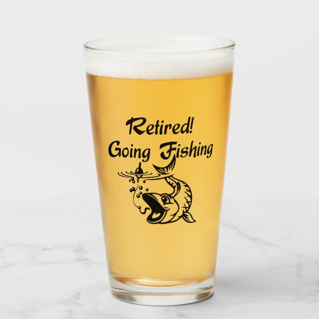 Retired Going Fishing Black Text Glass (Front Filled)