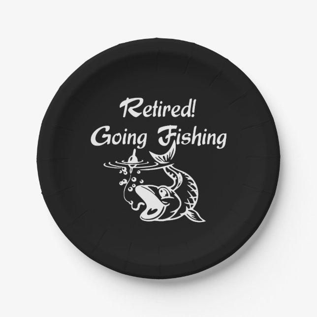 Retired Going Fishing Paper Plates (Front)