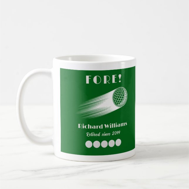 Retired Golf Fore Tee-Riffic Retirement party Coffee Mug (Left)