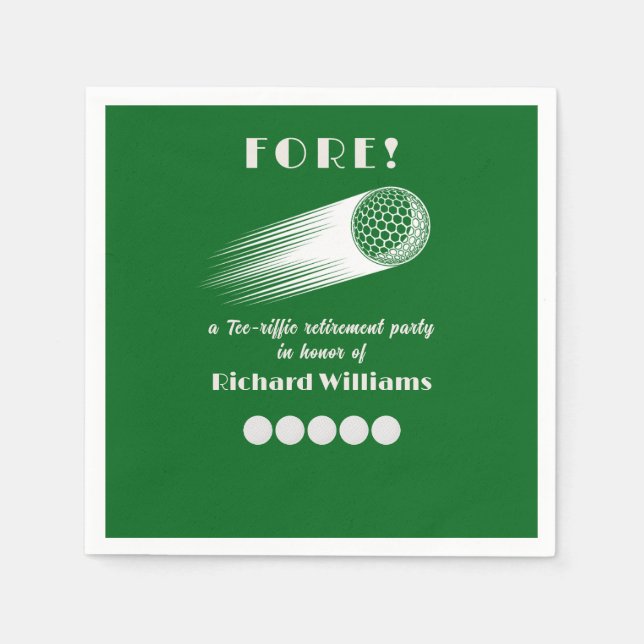 Retired Golf Fore Tee-Riffic Retirement party Napkins (Front)