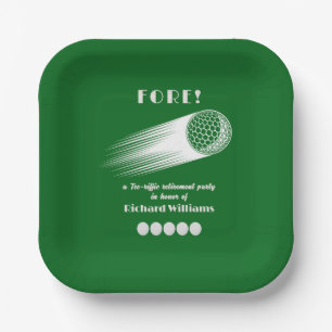 Retired Golf Fore Tee-Riffic Retirement party Paper Plates