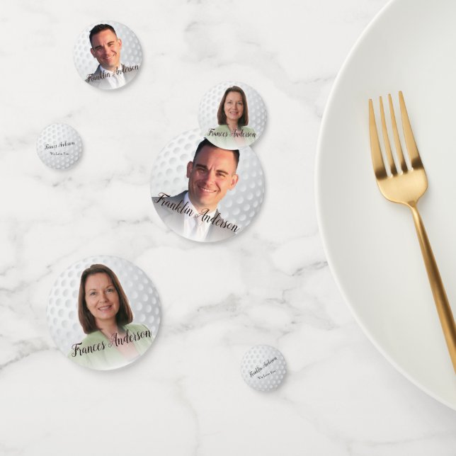 Retired Golfer Couple Mom Dad 2 Image Template Confetti (Group)