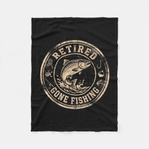 Retired gone fishing fisherman angling hobby stamp fleece blanket