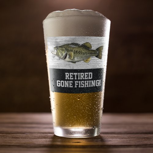 Retired Gone Fishing Largemouth Bass Rustic Cool  Glass