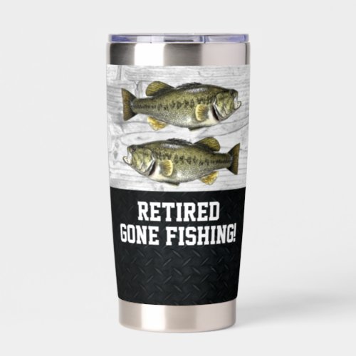 Retired Gone Fishing Largemouth Bass Rustic Cool  Insulated Tumbler