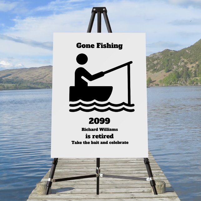 Retired Gone Fishing Modern Minimalist Retirement Foam Board (Creator Uploaded)