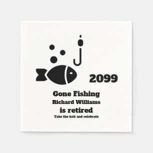 Retired Gone Fishing Modern Minimalist Retirement Napkins