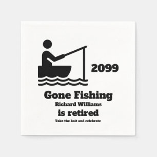 Retired Gone Fishing Modern Minimalist Retirement Napkins