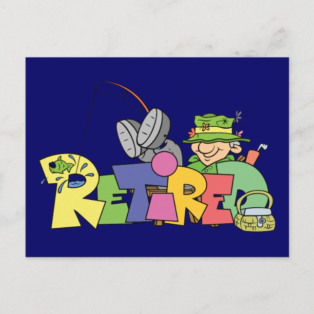 Retired Gone Fishing Postcard (Front)