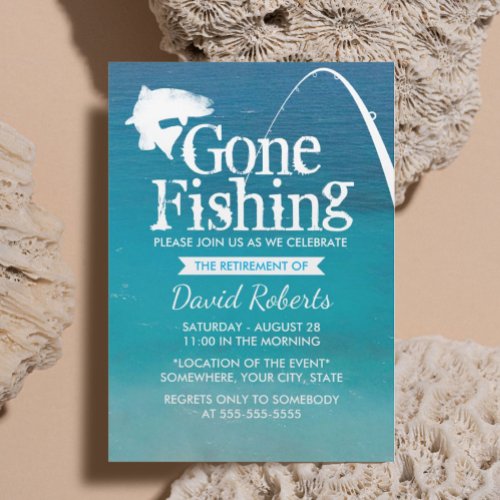 Retired Gone Fishing Retirement Party Invitation