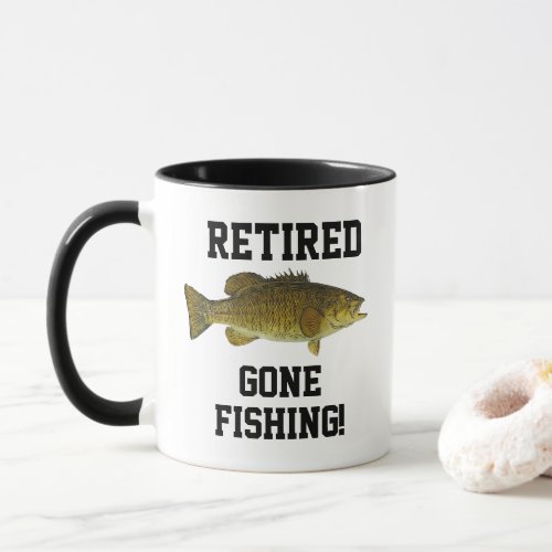 Retired Gone Fishing Smallmouth Bass Sports Mug