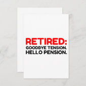 Retired Goodbye Tension Hello Pension Thank You Card 