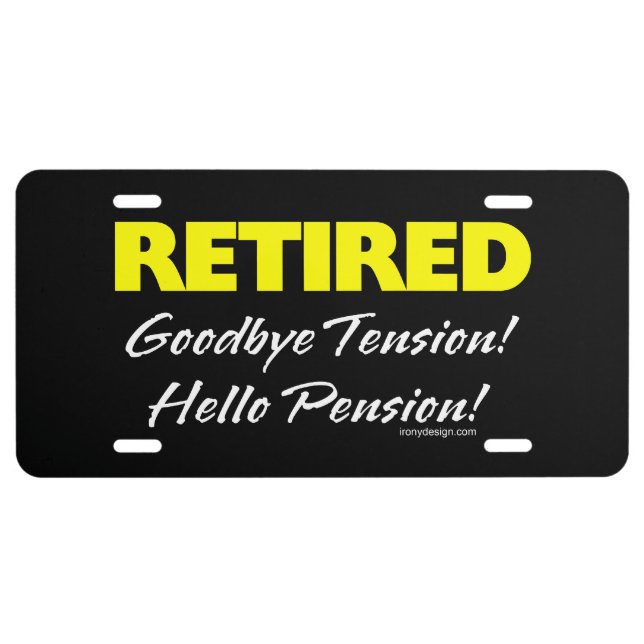 Retired Hellow Pension (Dark) License Plate (Front)