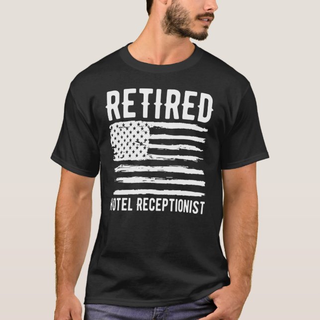Retired Hotel Housekeeper Profession American Flag T-Shirt (Front)