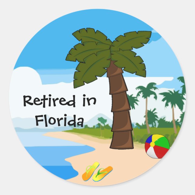 Retired in Florida Classic Round Sticker (Front)