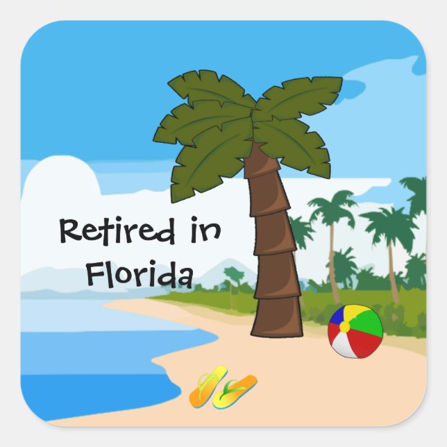 Retired in Florida Square Sticker (Front)