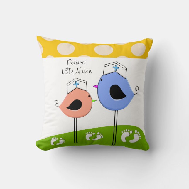 Retired Labor and Delivery Nurse Birds Pillow (Front)