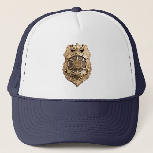 Retired Law Enforcement Police Officer Badge on Trucker Hat