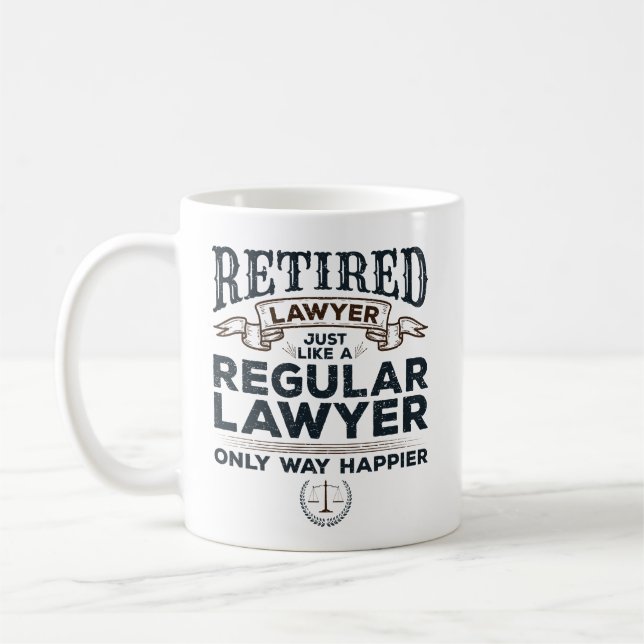 Retired Lawyer Attorney Retirement Way Happier Coffee Mug (Left)