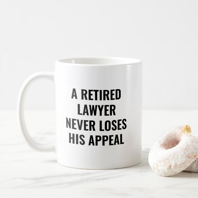 Retired Lawyer Never Loses Funny Retirement Coffee Mug (With Donut)