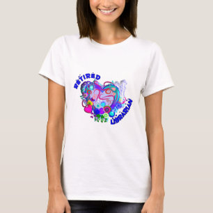 Retired Librarian Artsy Retro Blue Heart T-Shirt