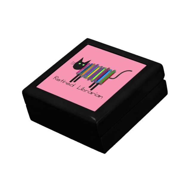 Retired Librarian Book Cat  Gift Box (Side)