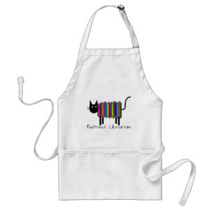 Retired Librarian Book Cat Gifts Adult Apron