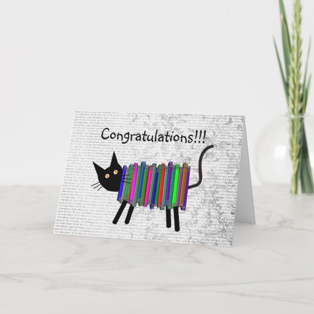 Retired Librarian Book Cat Gifts Card (Front)