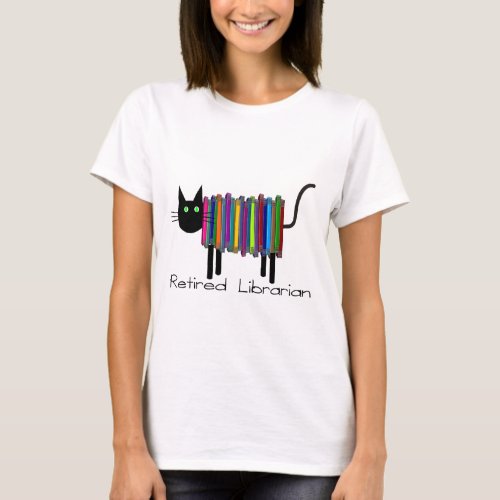 Retired Librarian Book Cat Gifts T_Shirt