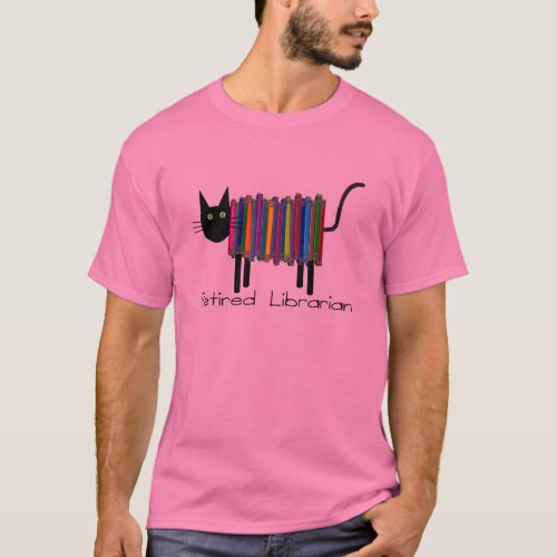 Retired Librarian Book Cat Gifts T_Shirt