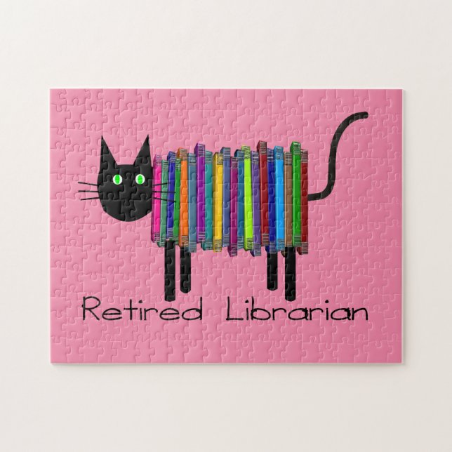 Retired Librarian Book Cat  Jigsaw Puzzle (Horizontal)