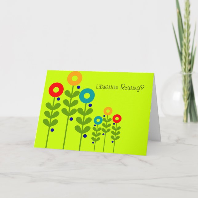 Retired Librarian Card Floral (Front)