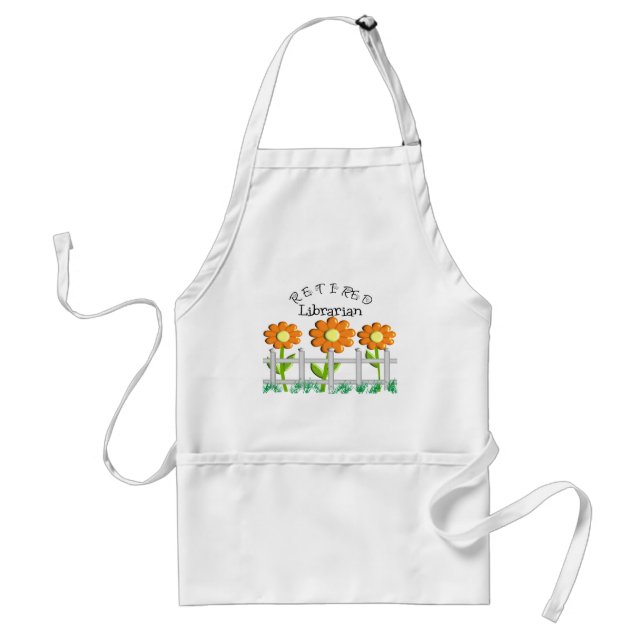 Retired Librarian Daisies Fence Design Gifts Adult Apron (Front)