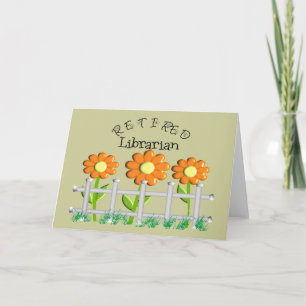 Retired Librarian Daisies Fence Design Gifts Card