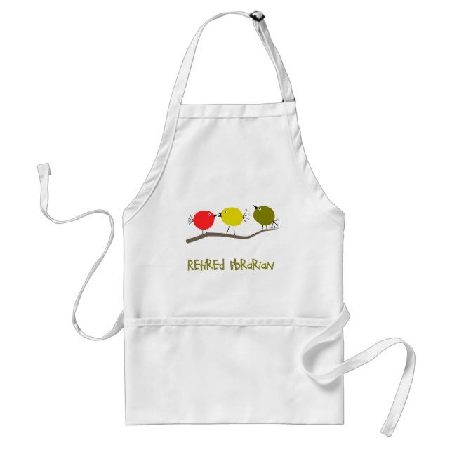 Retired Librarian Reto Birds Design Gifts Adult Apron (Front)